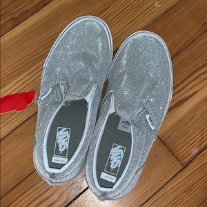 Sliver sparkly vans